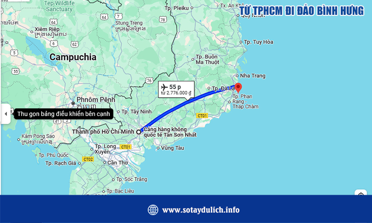 Từ TPHCM đi đảo Bình Hưng bao nhiều km